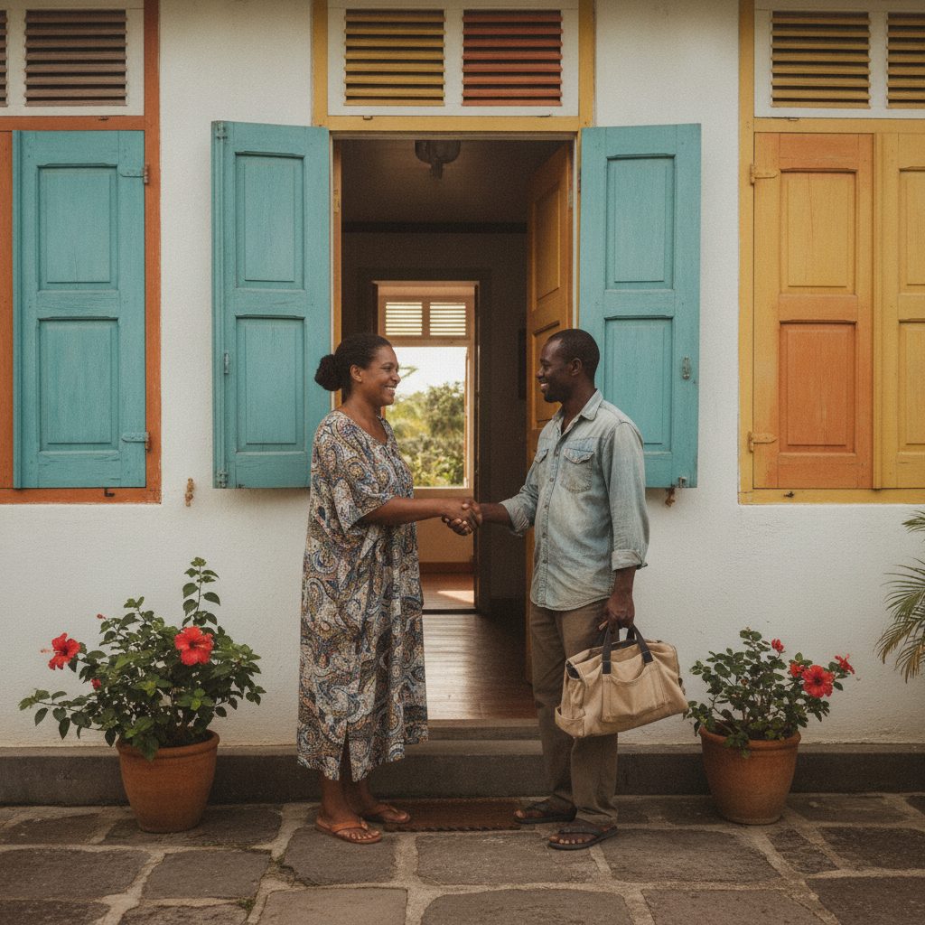 Poignée de main entre un prestataire et un client mauricien